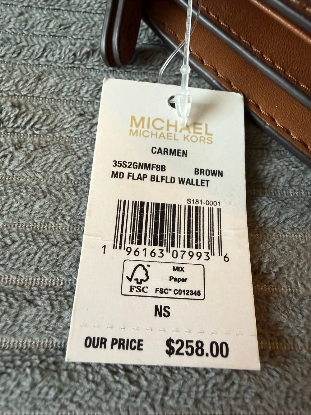 Michael Kors New Tan and Brown Logo-Accented Signature Wallet Carmen Bifold Flap